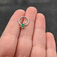 16G 3/8 Happy Christmas Tree Holiday Hat Hinged Segment Ring