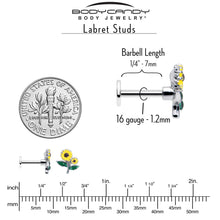 16G 1/4 Cheery Inlay Sunflowers Labret