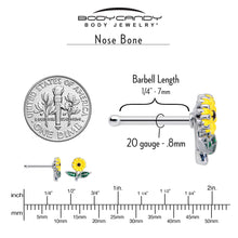 20G 1/4 Cheery Inlay Sunflower Nose Bone