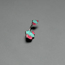 Sydney Belle Girlfriend Collection Sweet Happy Cupcake Pink Blue Double Mount Belly Ring