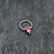 16G 3/8 Sweet Happy Heart Lollipop Hinged Segment Ring