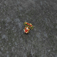 16G 1/4 Gold Tone Merry Christmas Santa Inlay Cartilage Earring