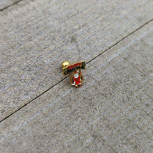 16G 1/4 Gold Tone Merry Christmas Santa Inlay Cartilage Earring
