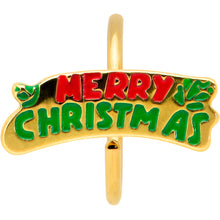 20G 5/16 Gold Tone Merry Christmas Inlaid Nose Hoop