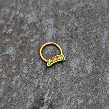 16G 3/8 Gold Tone Merry Christmas Inlay Hinged Segment Ring