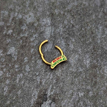 16G 3/8 Gold Tone Merry Christmas Inlay Hinged Segment Ring