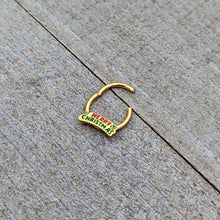 16G 3/8 Gold Tone Merry Christmas Inlay Hinged Segment Ring