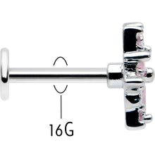 16G 5/16 Pink Clear CZ Gem Snowflake Labret Monroe Tragus
