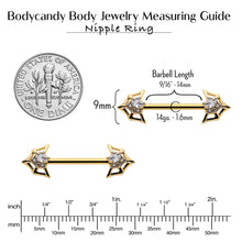14G 5/8 Clear Gem Gold Tone Spider Bat Barbell Nipple Ring Set