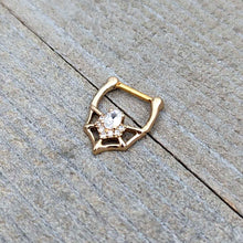 16G 5/16 Clear Gem Gold Tone Spider Bat Cartilage Clicker