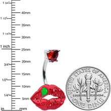 Red CZ Gem Lucky Lips St Patrick's Double Mount Belly Ring