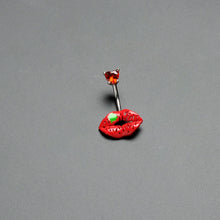 Red CZ Gem Lucky Lips St Patrick's Double Mount Belly Ring