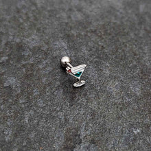 16G 1/4 Sweet Martini Glass Heart Cartilage Tragus Earring