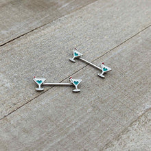 14G 9/16 Sweet Martini Glass Heart Barbell Nipple Ring Set