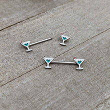 14G 9/16 Sweet Martini Glass Heart Barbell Nipple Ring Set