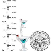Sweet Martini Glass Heart Valentine New Years Double Mount Belly Ring