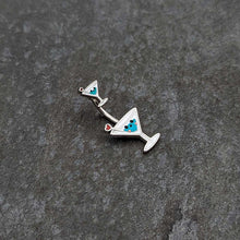 Sweet Martini Glass Heart Valentine New Years Double Mount Belly Ring