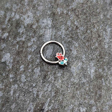 16G 3/8 Sweet Happy Rose Flower Hinged Segment Ring