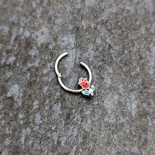 16G 3/8 Sweet Happy Rose Flower Hinged Segment Ring