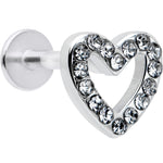 16G 5/16 Clear Gem Open Heart Valentine Labret Monroe Tragus