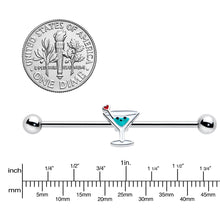 14G Sweet Martini Glass Heart Industrial Barbell 38mm