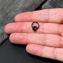 16G 3/8 Red CZ Gem Black Scroll Moon Heart Hinged Segment Ring