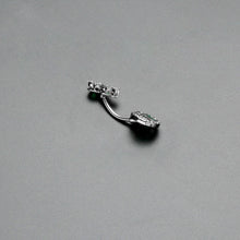 Green Clear Gem Triple Drop Heart Shamrock Double Mount Belly Ring