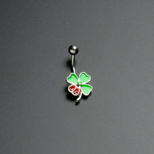 Ladybug Shamrock St Patricks Day Belly Ring