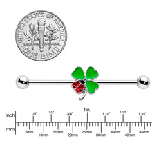 14G Ladybug Shamrock St Patricks Day Industrial Barbell 38mm
