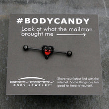 14G Red CZ Gem Black Passion Heart Industrial Barbell 38mm