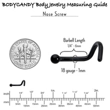 18G 1/4 Black ASTM F-136 Implant Grade Titanium Ball End Left Side Nose Screw