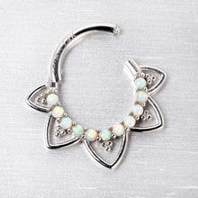 16G 5/16 White Synthetic Opal 14k White Gold Filigree Hinged Segment Ring