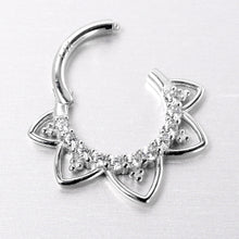16G 5/16 Clear CZ Gem 14k White Gold Filigree Hinged Segment Ring