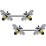 14G 9/16 Clear CZ Gem Honey Bees Barbell Nipple Ring Set