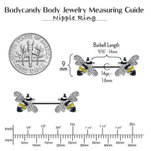 14G 9/16 Clear CZ Gem Honey Bees Barbell Nipple Ring Set