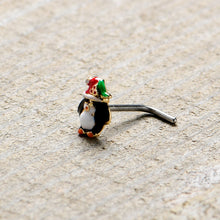 20G 7mm Holly Hat Penguin Holiday L Shape Nose Ring