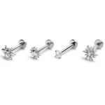 16G 5/16 Clear Gem Insect Sun Labret Monroe Tragus Set of 4