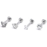 16G 5/16 Clear Gem Butterflies Sun Labret Monroe Tragus Curation Set of 4