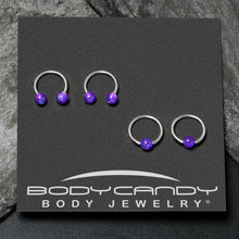 16G 3/8 Purple Faux Opal Horseshoe BCR Captive Ring Set of 4