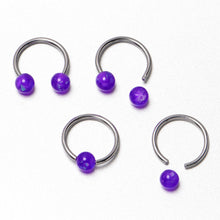 16G 3/8 Purple Faux Opal Horseshoe BCR Captive Ring Set of 4