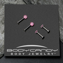 16G 5/16 3/8 Pink Gem Faux Opal Labret Monroe Tragus Set of 4