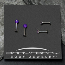 16G 5/16 3/8 Purple Gem Faux Opal Labret Monroe Tragus Set of 4