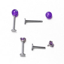 16G 5/16 3/8 Purple Gem Faux Opal Labret Monroe Tragus Set of 4