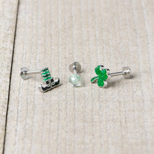 16G 1/4 Leprechaun Legs Shamrock UV Glow Labret Set of 3