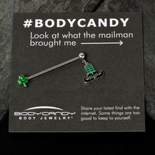 14G Leprechaun Legs Shamrock Dangle Industrial Barbell 38mm
