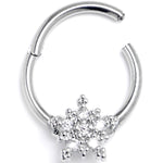 16G 3/8 Clear Gem Classic Snowflake Christmas Hinged Segment Ring