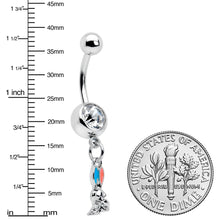 Clear Gem Easter Bunny Red Blue Ears Dangle Belly Ring