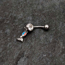 Clear Gem Easter Bunny Red Blue Ears Dangle Belly Ring