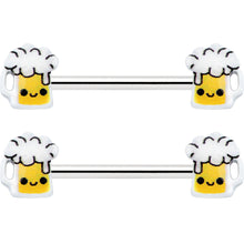 14G 9/16 Sweet Happy Beer St Patricks Barbell Nipple Ring Set