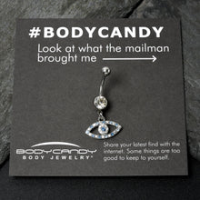 Blue Clear Gem Wide Eye Dangle Belly Ring